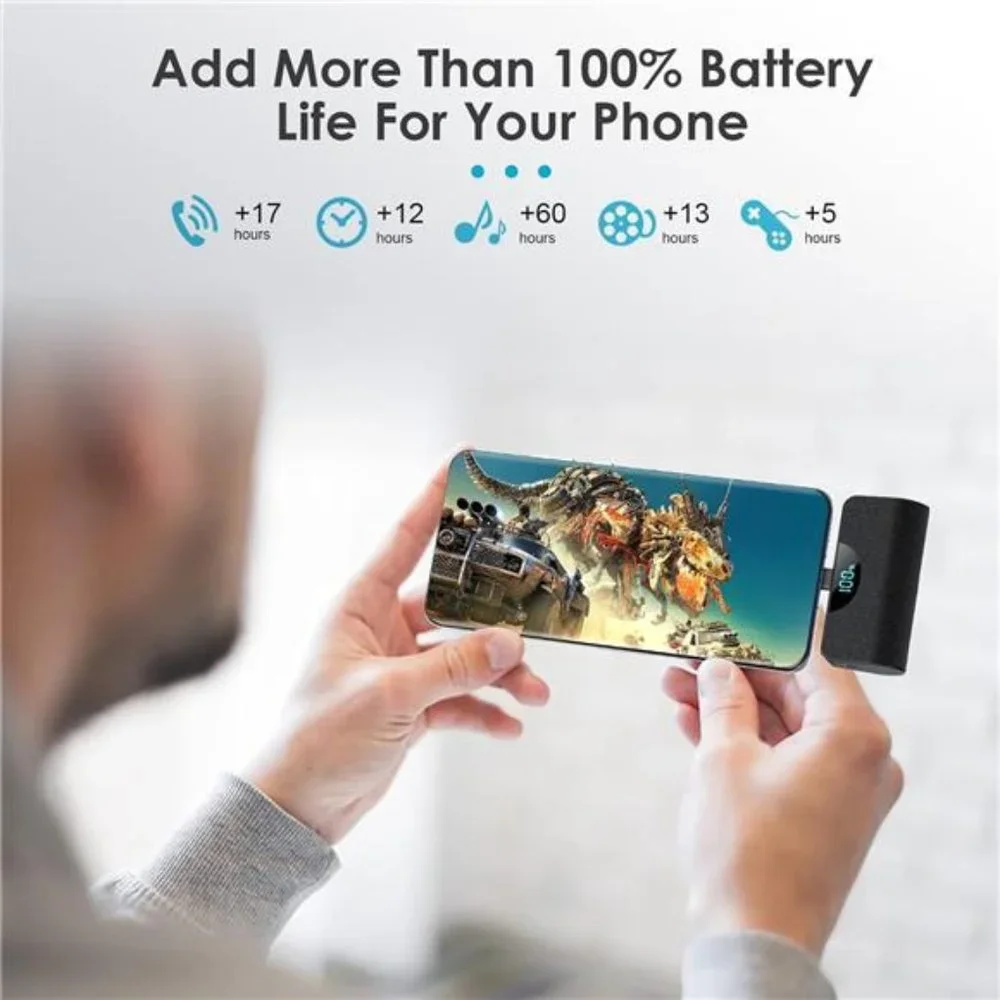 [2 Pack] Mini Portable Charger USB-C Power Bank 5200mAh